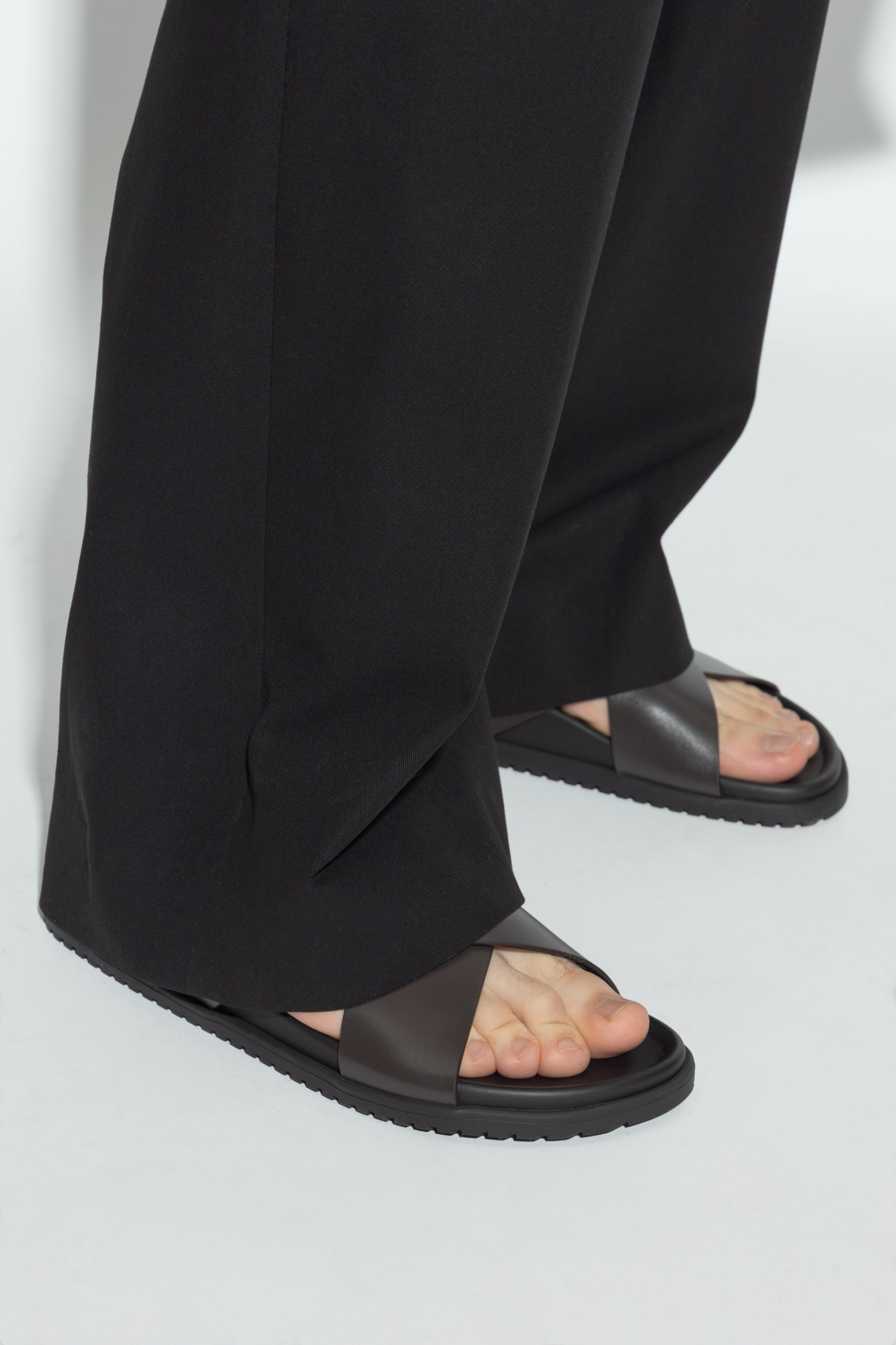 サンダル Dolce & Gabbana FW25 Leather slides (A80525A9Q67 80999) Brown Leather slides with logo Dolce & Gabbana - Vitkac AS